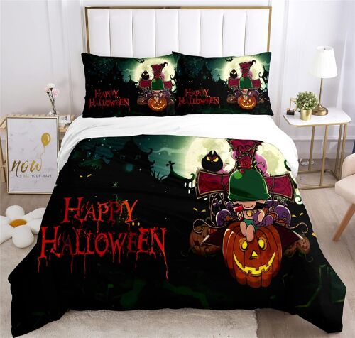 Parure De Lit Halloween Avec Housse De Couette Imprim¿¿E Motif Chauve-Souris Et Lanterne Pour Enfants Avec Taie D'oreiller (, X Cm + X Cm)