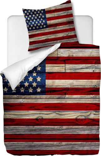 Parure De Lit Pi¿¿Ces Avec Housse De Couette Et Taie D'oreiller,Drapeau Am¿¿Ricain, X Cm / X Cm X ,Multi