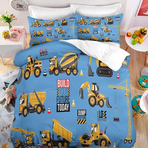 Parure Lit + X Taies D'oreiller Xcm Microfibre Housses De Couettes Doux Confortable Housse De Couette Enfant X V¿¿Hicule D'ing¿¿Nierie De Dessin Anim¿¿ Pour Enfants X Cm