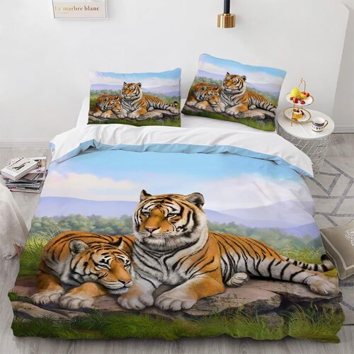 Polyester-Coton Parures De Lit Doux Confortable Housse De Couette X Fille Tigre Animal House De Couette X Cm Avec Deux Taies D'oreiller Xcm