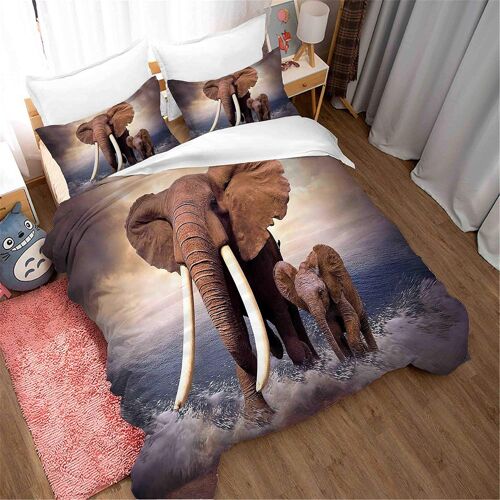Parure De Lit ¿¿L¿¿Phant Avec Housse De Couette X Cm Et Taie D'oreiller (, X Cm) Motif ¿¿L¿¿Phant Bleu Sauvage Africain Safari