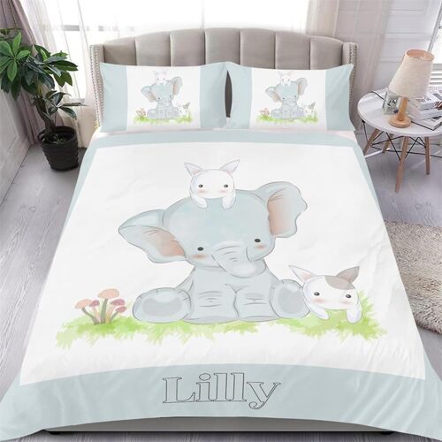 Housse De Couette X Cm Adulte Lapin ¿¿L¿¿Phant Bleu Parure De Lit Personnes Avec Fermeture ¿¿Clair Doux Confortable Respirant Microfibre Housse De Couette Et Taie D'oreiller X Cm