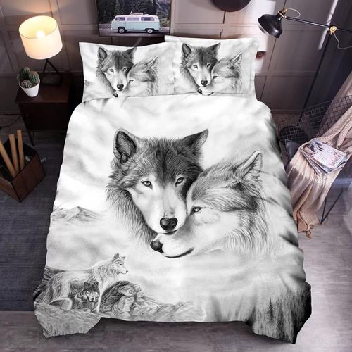 Housse De Couette X Cm Adulte Loup Gris Parure De Lit Personnes Avec Fermeture ¿¿Clair Doux Confortable Respirant Microfibre Housse De Couette Et Taie D'oreiller X Cm
