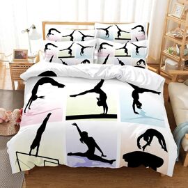 Parure De Lit X Cm Adulte Gymnastique Blanche Housse De Couette Personnes Avec Fermeture ¿¿Clair Doux Respirant Confortable Microfibre Housse De Couette Et Taie D'oreiller X Cm