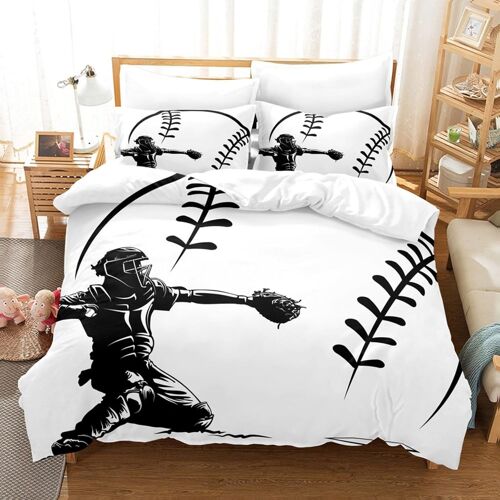 Housse De Couette X Cm Adulte Baseball Blanc Parure De Lit Personnes Avec Fermeture ¿¿Clair Confortable Doux Respirant Microfibre Housse De Couette Et Taie D'oreiller X Cm