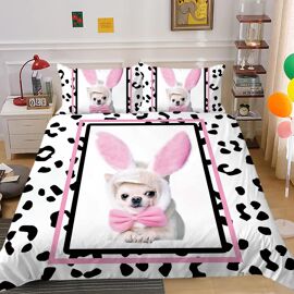 Parure De Lit X Cm Adulte Chihuahua Blanc Housse De Couette Personnes Avec Fermeture ¿¿Clair Doux Respirant Confortable Microfibre Housse De Couette Et Taie D'oreiller X Cm