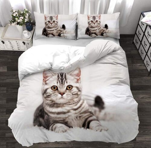 Parure De Lit D Avec Housse De Couette Et Taie D'oreiller Motif Chat , X Cm