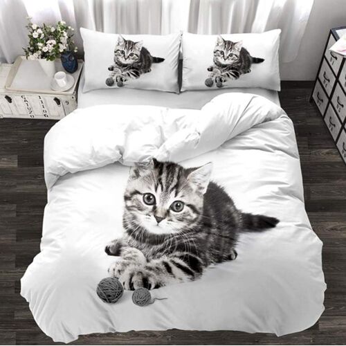 Parure De Lit D Avec Housse De Couette Et Taie D'oreiller Motif Chat , X Cm