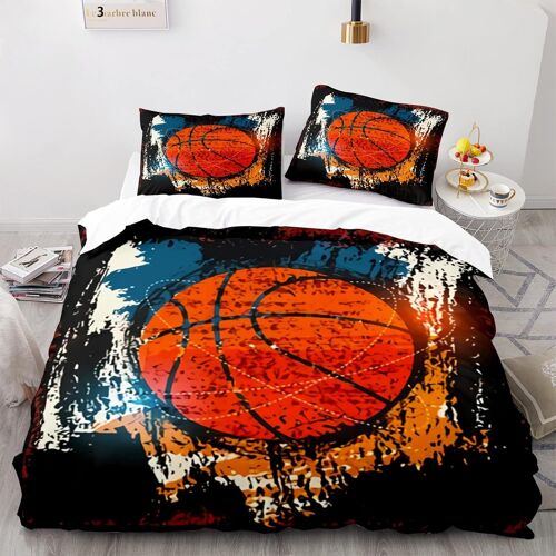 Housse Couette Ado Polyester Coton Parures De Lit Moelleux Basketball Housse Couette Cm X Cm Avec Deux Taies D'oreiller X Cm