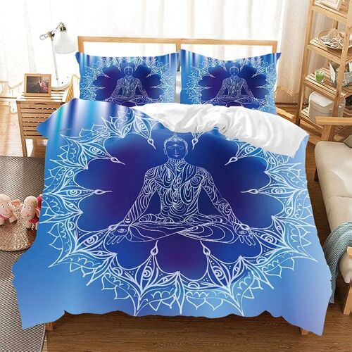 Pi¿¿Ces Statue De Bouddha,Ensemble De Housse De Couette Ensemble De Literie,Pour Enfants Adultes, Motif D Microfibre Douce,Avec Taies D'oreiller (C,Xcm)