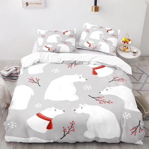 Microfibre Parure De Lit X Complet Doux Confortable X Cm Parure De Lit Animaux Nordiques Housse De Couette Fille + X Taies D'oreiller Xcm
