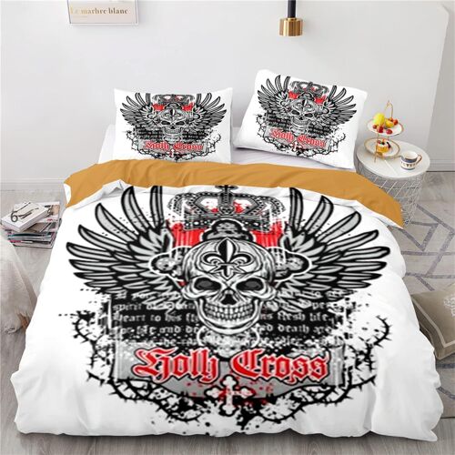 Parure De Lit Personne + X Taies D'oreiller Xcm Microfibre Housse De Couette Enfant Doux Confortable Housse Couette X Crane Skull X Cm