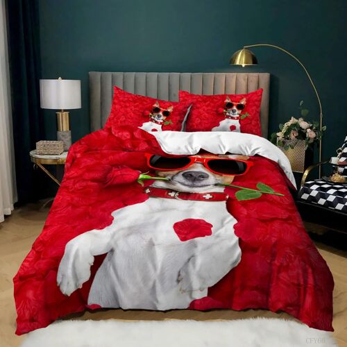 Chien Animaux Housse De Couette X Ado Fille + X Taies D'oreiller Xcm Housse De Couette Microfibre Linge De Lit Doux Confortable X Cm