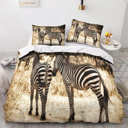 Housse De Couette X Z¿¿Bre, D Imprim¿¿E Microfibre Parure De Lit Z¿¿Bre Housse De Couettes Personne Avec X Taie D'oreiller X Cm
