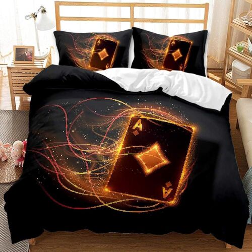 Housse De Couette X Jouer Aux Cartes, D Imprim¿¿E Microfibre Parure De Lit Jouer Aux Cartes Housse De Couettes Personne Avec X Taie D'oreiller X Cm