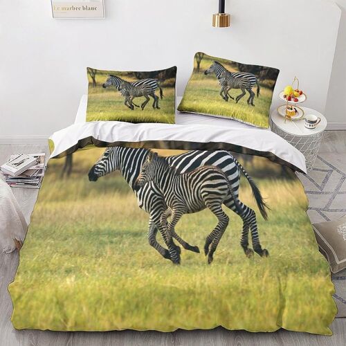 Housse De Couette X Z¿¿Bre, D Imprim¿¿E Microfibre Parure De Lit Z¿¿Bre Housse De Couettes Personne Avec X Taie D'oreiller X Cm