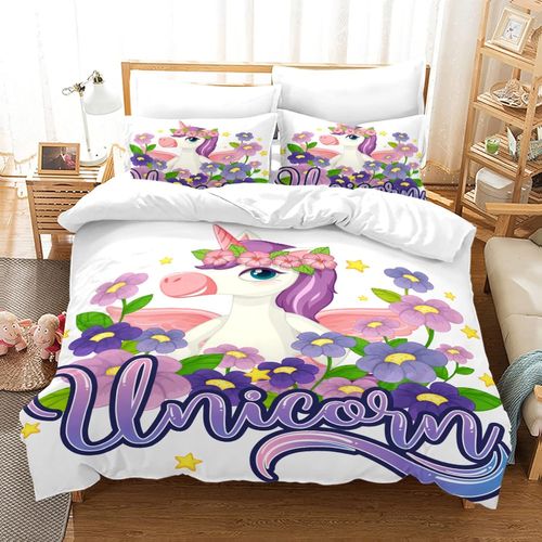 Licorne Housse Couette X + X Taies D'oreiller Xcm Housse De Couette Personne Enfant Microfibre Parure Lit Personne Doux Confortable X Cm