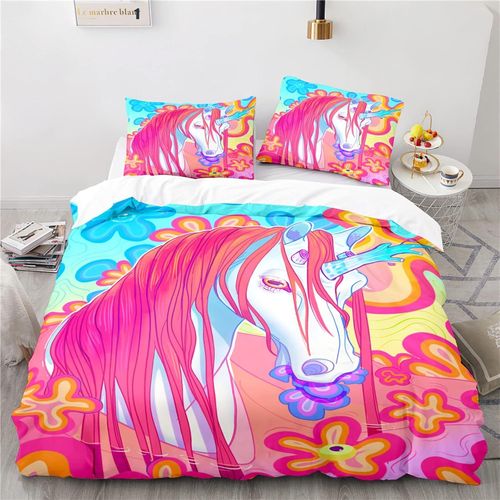 X Cm Microfibre Housse De Couette D Doux Confortable Parure Lit Personnes Fille Licorne Parure De Lit X Adulte + X Taies D'oreiller Xcm