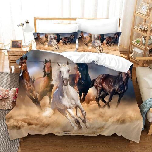 Cheval Housse De Couette Pas Cher Doux Confortable Microfibre Parure De Lit Enfant X Cm Housse Couette X + X Taies D'oreiller Xcm