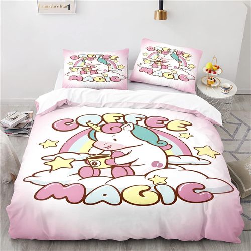Microfibre Parure De Lit X Complet Doux Confortable X Cm Parure Lit Personne Fille Licorne Housse De Couette Personne Enfant + X Taies D'oreiller Xcm