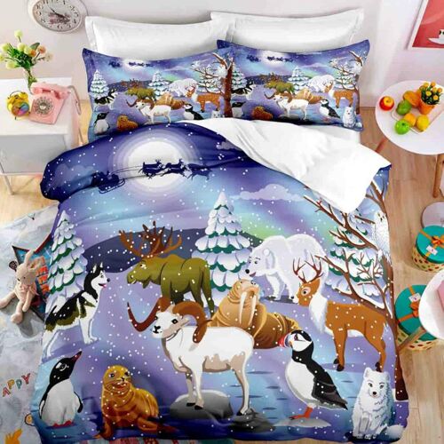 Housse De Couette D Noel X Cm Parure Lit Personnes Fille + X Taies D'oreiller Xcm Microfibre Housse De Couette X Garcon Doux Confortable