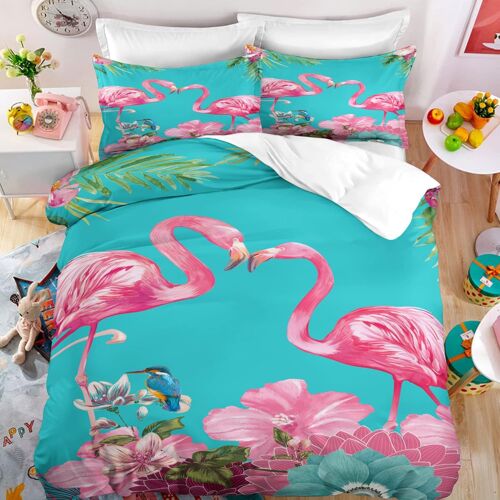 Microfibre Parure De Lit X Doux Confortable X Cm Linge De Lit Flamant Rose Housse De Couette Fermeture ¿¿Clair + X Taies D'oreiller Xcm