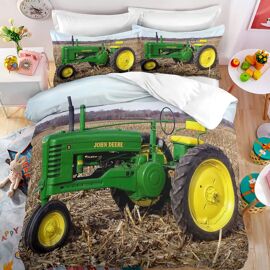 Parure De Lit Enfant Doux Confortable Housse De Couette Zipp¿¿E Microfibre Parure De Lit X Complet Tracteur X Cm + X Taies D'oreiller Xcm