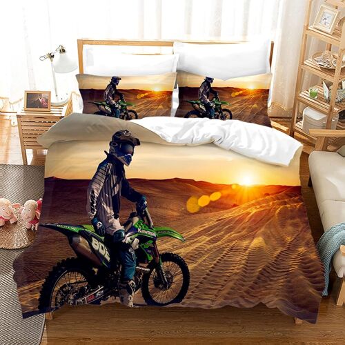 Moto Cross Housse Couette Enfant Doux Confortable Microfibre Parures De Lit X Cm Parure De Lit X Adulte + X Taies D'oreiller Xcm