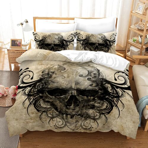 Parure De Lit X Adulte Doux Confortable Linge De Lit Microfibre Housse De Couette Enfant Fille Crane Skull X Cm + X Taies D'oreiller Xcm