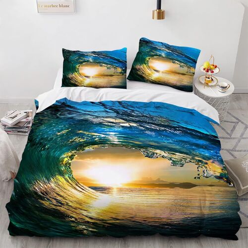 Polyester Coton Parure Lit Anti-Allergique Housse De Couette X Fille Paysage De Plage Housse Couette Cm X Cm Avec Deux Taies D'oreiller X Cm