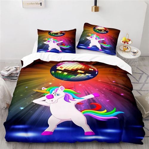X Cm Microfibre Housse De Couette Fille Doux Confortable Parure Lit Enfant Licorne Housse De Couette Fille X + X Taies D'oreiller Xcm