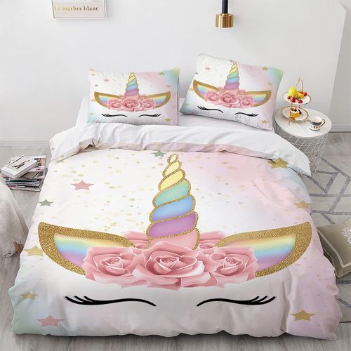 Licorne Linge De Lit House De Couette Cm X Cm Polyester Coton Housse De Couette Personnes Avec Taies D'oreiller X Cm Moelleux