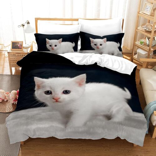 Parure De Lit Enfant Doux Confortable Parure Housse De Couette Microfibre Parure De Lit X Enfant Chat Animaux X Cm + X Taies D'oreiller Xcm