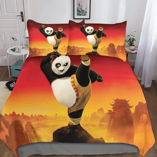 Kung Fu Panda Housse De Couette Enfant De Anime D Imprim¿¿ Parure De Lit Housses De Couettes En Microfibre Avec Fermeture ¿¿Clai Parure De Couette Avec
