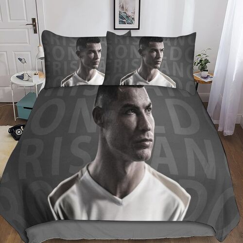 Cristiano Ronaldo Housse De Couette D Football Imprim¿¿ Dessin De Lit Microfibre,Parure De Lit Housses De Couettes Avec Taies D'oreiller Pour Garcon En