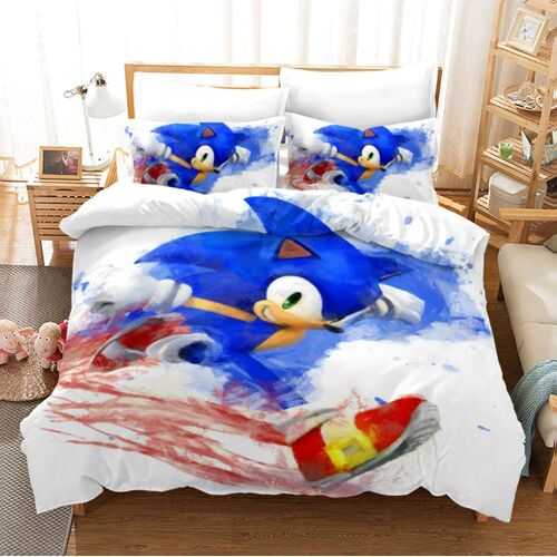 Sonic Parure De Lit Constitu¿¿E De Housse De Couette Et De Taies D'oreiller, En Microfibre, Avec Impression Num¿¿Rique D, Pour Enfant, (, ?X??Cm