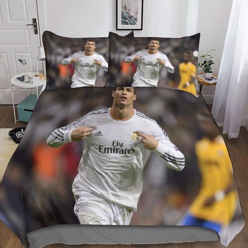 Cristiano Ronaldo Housse De Couette Parure De Lit De Housses De Couettes Football Parure De Couette D Microfibre Avec Taies D'oreiller Pour Garcon Ado
