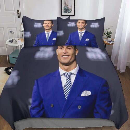 Cristiano Ronaldo Housse De Couette, Housses De Couettes Pour Football Avec Taies D'oreiller Microfibre Parure De Lit Parure De Couette Pour Enfants A