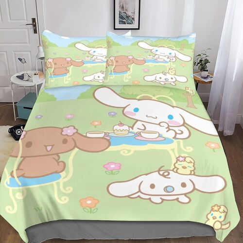 Cinnamoroll Housse De Couette, Impression D Anime Motif Parure De Lit Avec ¿¿Clair Et D'oreiller Housses De Couettes Microfibre Pour Garcon Enfant Fill