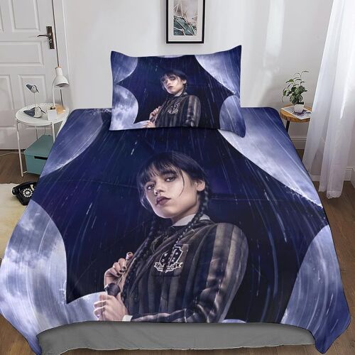 Housse De Couette Mercredi Addams Pour Enfant Fille, Parure De Lit Housses De Couettes En Microfibre Avec Motif Addams Parure De Couette Avec ¿¿Clair,