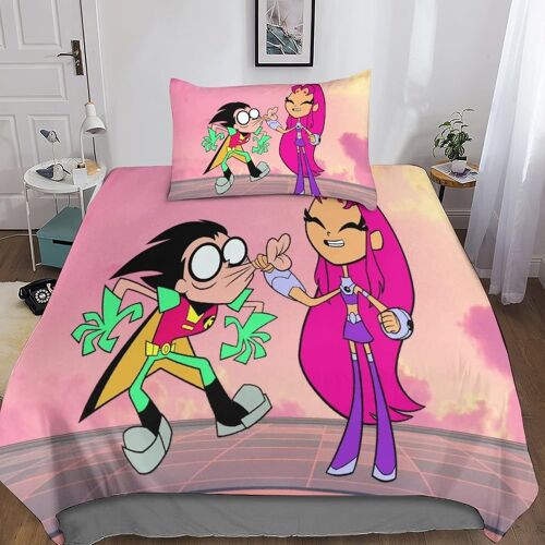 Housse De Couette Teen Titans Du Taies D'oreiller, D Anime Parure De Lit Ensemble De Literie En Microfibre Avec ¿¿Clair Housses De Couettes Pour Garcon