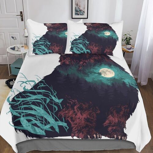 Bear Housse De Couette Avec Taies D'oreiller Mode Unique D Animal Microfibre Literie Parure De Lit Linge De Lit Housses De Couettes Avec Fermeture ¿¿Cl