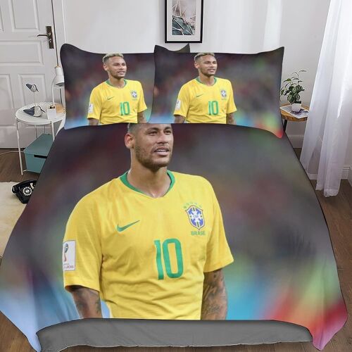 Neymar Housse De Couette Football Imprim¿¿E D, Parure De Lit En Microfibre Housses De Couettes Avec Fermeture ¿¿Clair Pour Adultes Et Enfants Personnes