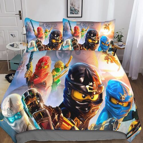 Ninjago Housse De Couette, Housses De Couettes Pour Ninja Avec Taies D'oreiller Microfibre Parure De Lit Parure De Couette Pour Enfants Adolescents Ki