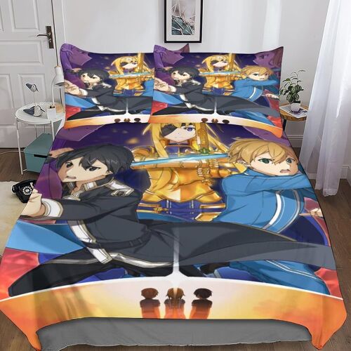 Housse De Couette Sword Art Online Pour Enfant Fille, Parure De Lit Housses De Couettes En Microfibre Avec Motif Anime Parure De Couette Avec ¿¿Clair,