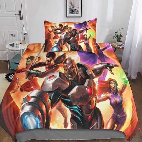 Teen Titans D Housse De Couette Avec Taies D'oreiller Housse De Parure De Lit Anime Housses De Couettes Respirante Douce Et Confortable Pour Adultes E