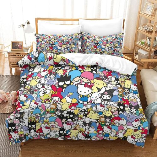 Hello Kitty Housse De Couette, D Pink Parure De Lit Housses De Couettes Microfibre Avec Fermeture ¿¿Clair Et Taies D'oreiller Parure De Couette Respira