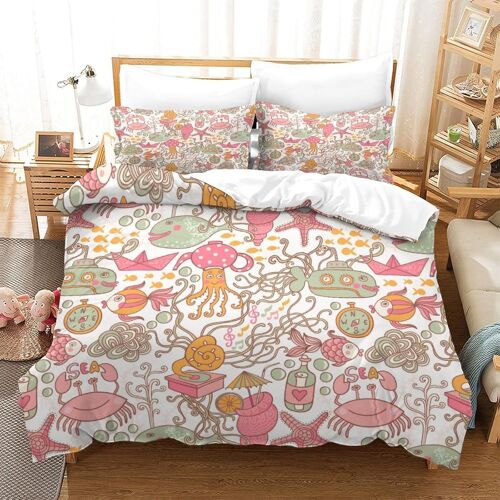 Cartoon Printhousse Couette Imprim¿¿ D Couverture De Couette Microfibre Doux Ensembles Literie Ensemble De Couette Avec Fermeture ¿¿Clair +Taies D'oreil