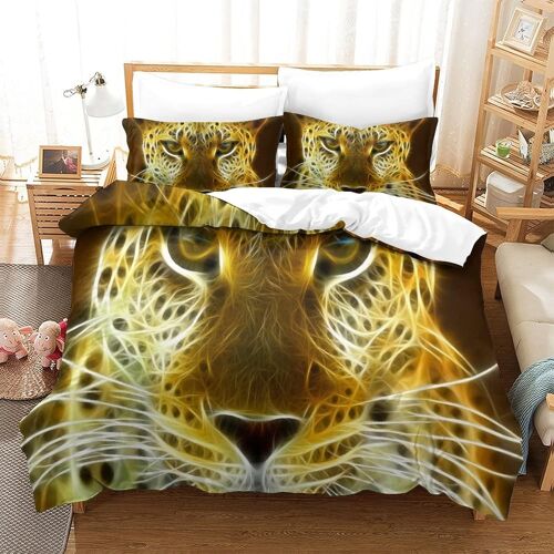Leopard Ensemble Housse De Couett Imprim¿¿ D Et Taie D'oreiller ,Ultra Doux Microfibre Hypoallerg¿¿Nique £¬Ensemble Housse De Couette Avec Fermeture ¿¿Cla