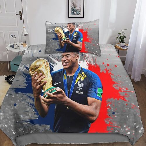 Kylian Mbappe Housse De Couette, Impression D Football Motif Parure De Lit Avec ¿¿Clair Et D'oreiller Housses De Couettes Microfibre Pour Garcon Enfant